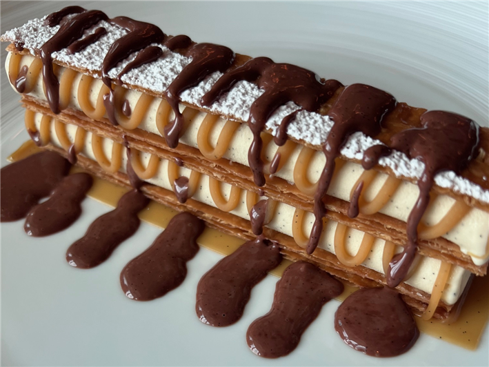 caramel and chocolate dessert